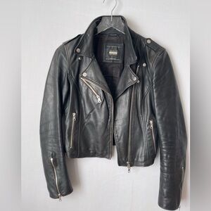 Genuine Leather Motorcycle Jacket Black Trafaluc M